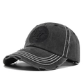Dunkelgraue Vintage-Baseballkappe im Distressed-Look mit NY-Stickerei und Waschung - Verstellbar / Schwarz