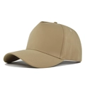 Close-up of khaki cotton baseball cap showing reinforced brim stitching and fabric texture - Adjustable / Khaki