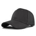Close-up of black cotton baseball cap showing reinforced stitching and curved brim - Dark Gray