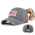Gorra de béisbol gris oscuro para coleta con parche de bandera americana y abertura superior - Gris
