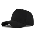 Classic black baseball cap with curved brim and solid color design shown in a 45-degree angle - Adjustable / Black