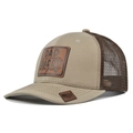 Λεπτομέρεια vintage καπέλο trucker με δερμάτινο σήμα DAD και δίχτυ στο πίσω μέρος - Χακί Καφέ Δίχτυ