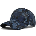 Breathable black mesh baseball cap with blue floral lace embroidery for women - Adjustable / Black
