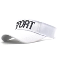 Dettaglio della visiera parasole bianca con ricamo SPORT nero e trama in cotone - Bambini / Bianco