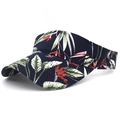 Navy blue sun visor with tropical floral print for women outdoor activities - Adjustable / Navy Blue