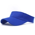Macro detail of blue cotton sun visor showing twill fabric and reinforced brim stitching - M (56-58cm) / Sapphire Blue