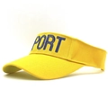 Dettaglio della visiera parasole gialla con ricamo SPORT blu e tesa ricurva - Bambini / Giallo