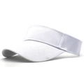 Detailed side view of white cotton sun visor hat with adjustable strap and open top - M (56-58cm) / White