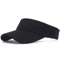 Classic black cotton sun visor hat with wide curved brim for outdoor sports and tennis - M (56-58cm) / Black