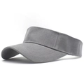 Detail view of grey cotton twill sun visor hat showing fabric texture and design - M (56-58cm) / Gray