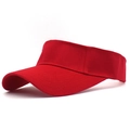 Detailed side view of a red cotton sun visor hat with twill texture and curved brim - M (56-58cm) / Red