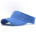 Side view of blue sun visor hat showing breathable twill cotton fabric and curved brim - M (56-58cm) / Blue