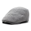Classic grey cotton linen newsboy cap with textured weave fabric for outdoor wear - M (56-58cm) / Gray