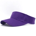 Detail view of purple cotton sun visor with reinforced stitching on the curved brim - M (56-58cm) / Purple