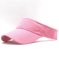 Detail view of pink cotton sun visor showing twill fabric texture and reinforced double stitching - M (56-58cm) / Pink