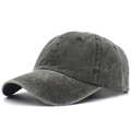 Detailed close-up of charcoal grey washed cotton baseball cap texture and stitching - Adjustable / Army Green