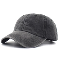 Berretto da baseball classico in cotone lavato da donna con finitura vintage in grigio scuro - Regolabile / Nero