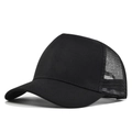Klassieke zwarte mesh trucker pet met verstelbare druksluiting en een gebogen zonneklep - Zwart
