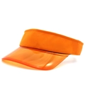 Detail view of the orange PVC sun visor with breathable sweatband for outdoor sports - Orange