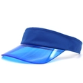 Dettaglio della visiera in PVC blu brillante con fascia in cotone per la protezione solare - Bambini 52-55cm Regolabile / Blu