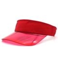 Vista laterale del berretto a visiera in PVC rosso con fascia in tessuto e tesa traslucida - Bambini 52-55cm Regolabile / Rosso