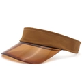 Side view of brown top empty sun visor with translucent wide PVC brim for UV protection - Khaki
