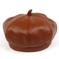 Klassieke bruine PU-leren baret met vintage achthoekig ontwerp op witte achtergrond - M (56-58cm) / Oranje