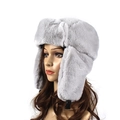 Καπέλο Ushanka από τεχνητή γούνα κουνελιού σε ανοιχτό γκρι με προστατευτικά αυτιών - Γκρι