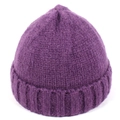 Berretto corto in maglia viola con risvolto e morbida trama a coste invernale - Viola