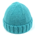 Berretto minimalista in maglia a coste verde menta in calda lana mohair con risvolto - Verde Menta
