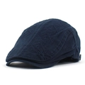 Detailed view of navy blue beret with letter G pattern embroidery and adjustable strap - Adjustable / Navy Blue