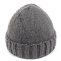 Berretto in maglia grigio scuro unisex con risvolto arrotolato per calore autunno-inverno - Grigio