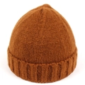 Berretto corto in maglia marrone scuro con risvolto per il calore autunnale e invernale - Caramello
