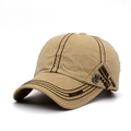 Khaki Baumwoll-Baseballkappe mit Anker-Emblem und Vintage-Schriftzug in Seitenansicht - Verstellbar / Khaki