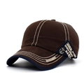 Vintage Baumwoll-Baseballkappe mit gesticktem Anker und Kontrastnähten für Damen und Herren - Verstellbar / Kaffeebraun