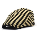 Klassische gestreifte Schiebermütze aus Baumwollleinen für Damen und Herren im Sommer - Einheitsgröße (Einstellbar 56-61cm) / Khaki Streifen