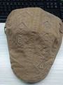 Brown canvas newsboy cap with vintage diamond letter embroidery and adjustable strap - Adjustable / Khaki