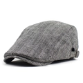 Classic herringbone cotton flat cap with side metal buckle for men and women outdoors - Adjustable / Black