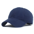 Detailweergave van donkerblauwe gewassen katoenen baseballpet met twill-textuur - Verstelbaar / Marineblauw