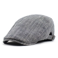 Boina clásica con diseño de espiga gris y hebilla metálica ajustable en fondo blanco - Ajustable / Azul