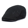 Leichte schwarze Schiebermütze für Herren mit Monogramm-Druck und atmungsaktivem Stoff - Verstellbar / Schwarz