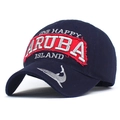 Navy blue cotton baseball cap featuring Aruba embroidery and fish silhouette on the brim - Adjustable / Navy Blue