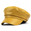 Cappello baker boy giallo vivace in finta pelle con corona classica e cinturino - M (56-58cm) / Giallo