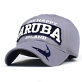 Cappellino grigio con ricamo Aruba e logo pesce blu su sfondo bianco pulito - Regolabile / Grigio