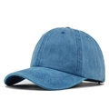Gorra de béisbol clásica de mezclilla lavada azul oscuro para un look callejero retro - Ajustable / Azul Lago