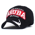 Berretto da baseball ARUBA da uomo in cotone nero con toppa rossa e ricamo - Regolabile / Nero