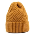Close-up of mustard yellow knit beanie showing detailed cross-weave texture and ribbed cuff - M (56-58cm) / Yellow