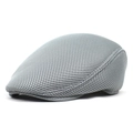 Men's grey mesh breathable beret cap for summer outdoor activities with flat peak design - M(56-58cm) / Light Gray
