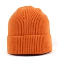 Classic orange ribbed knit beanie for women featuring a warm folded brim design - One Size / Orange