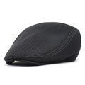 Close-up of black mesh fabric detailing on a breathable summer flat cap for men - M(56-58cm) / Dark Gray